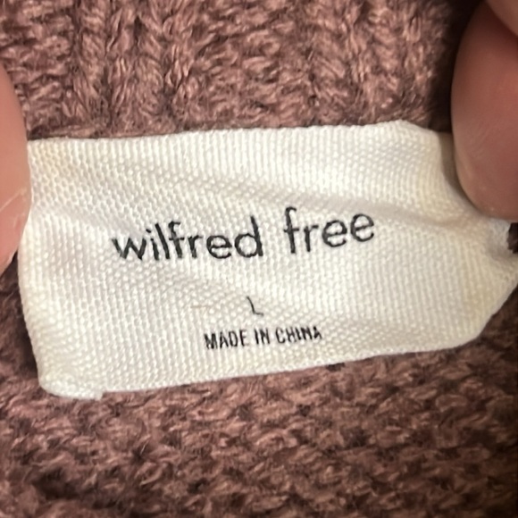 Aritzia Wilfred Free 100% Merino Wool Soft Cropped Mock Turtleneck Sz L Mauve - Picture 6 of 8